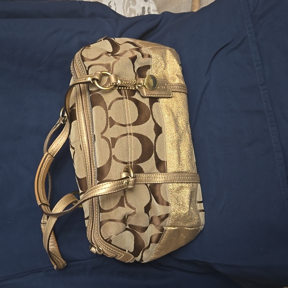 Gold Sparkling Coach Purse
